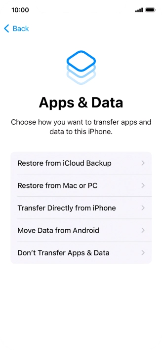 You can transfer content from an Android phone when your phone is activated for the first time and after a factory reset. When this screen is displayed, your phone is ready to transfer content from an Android phone.