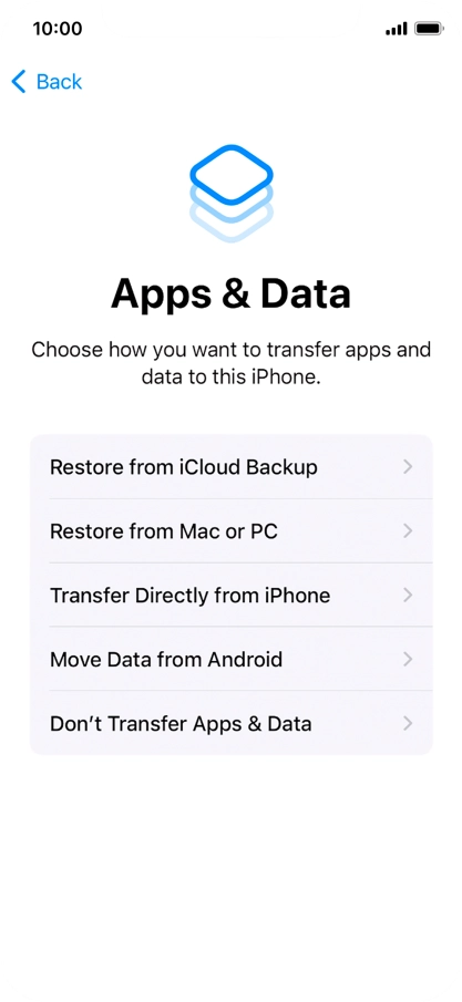 You can transfer content from an Android phone when your phone is activated for the first time and after a factory reset. When this screen is displayed, your phone is ready to transfer content from an Android phone.
