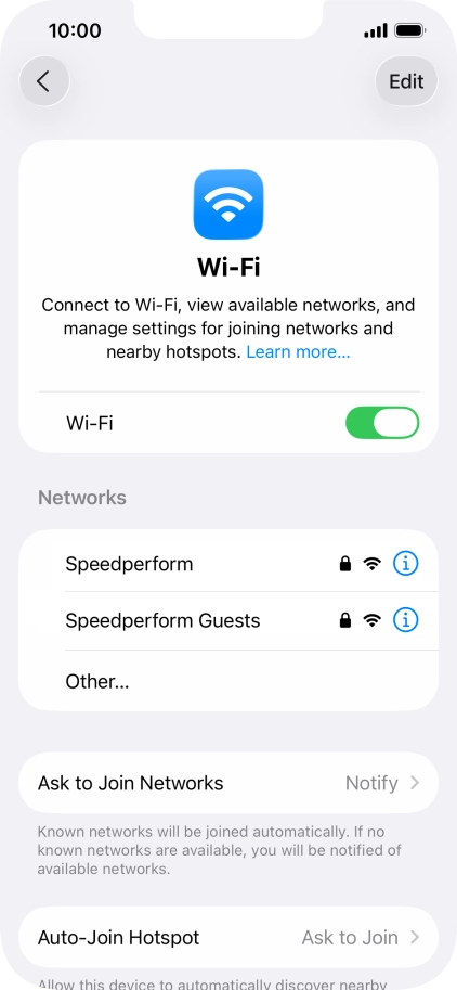 Press the required Wi-Fi network and key in the password for the Wi-Fi network.
