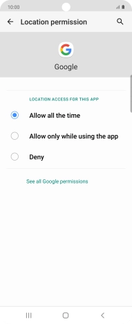 Press the required setting.