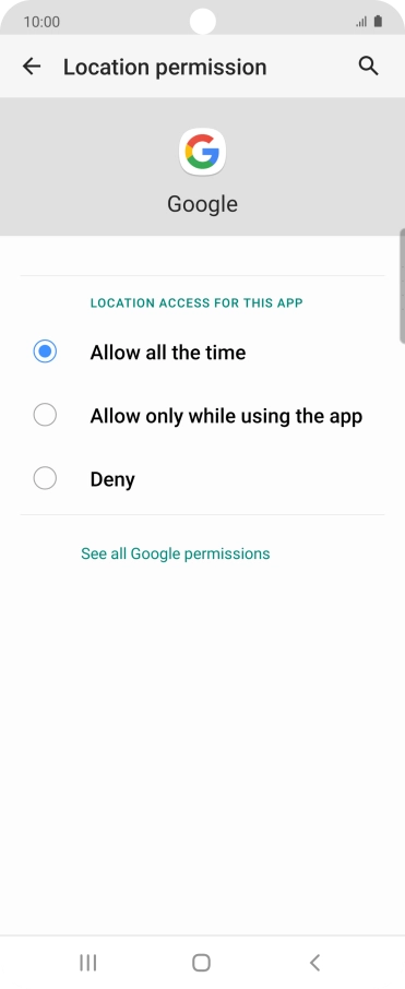Press the required setting.