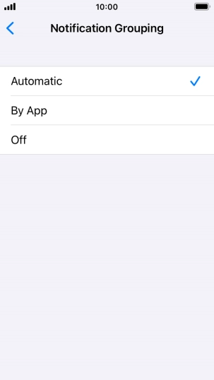 Press the required setting.