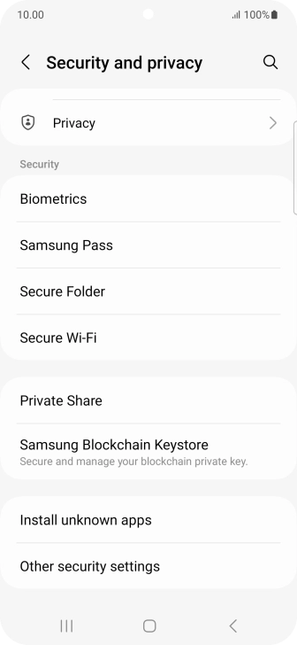 Press Other security settings.