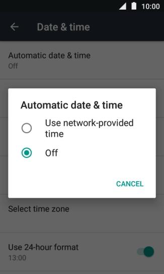 Press Use network-provided time to turn on the function.