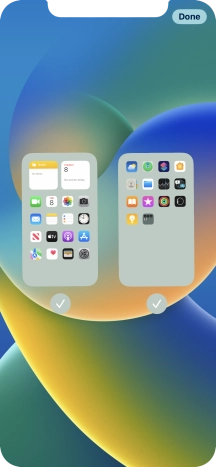 Press the fields below the required home screens to select or deselect them.