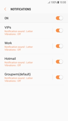 Press the indicator next to the required email account to turn the function on or off.