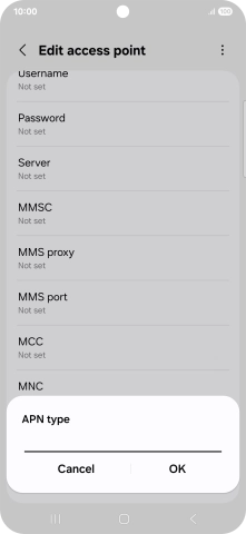 Key in default and press OK.