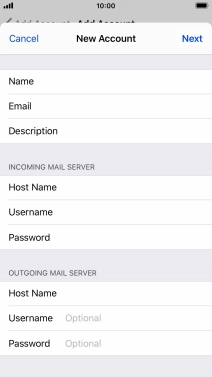 Press Username and key in the username for your email account. Please note that if you're using Vodafone's outgoing server, leave the username field empty.