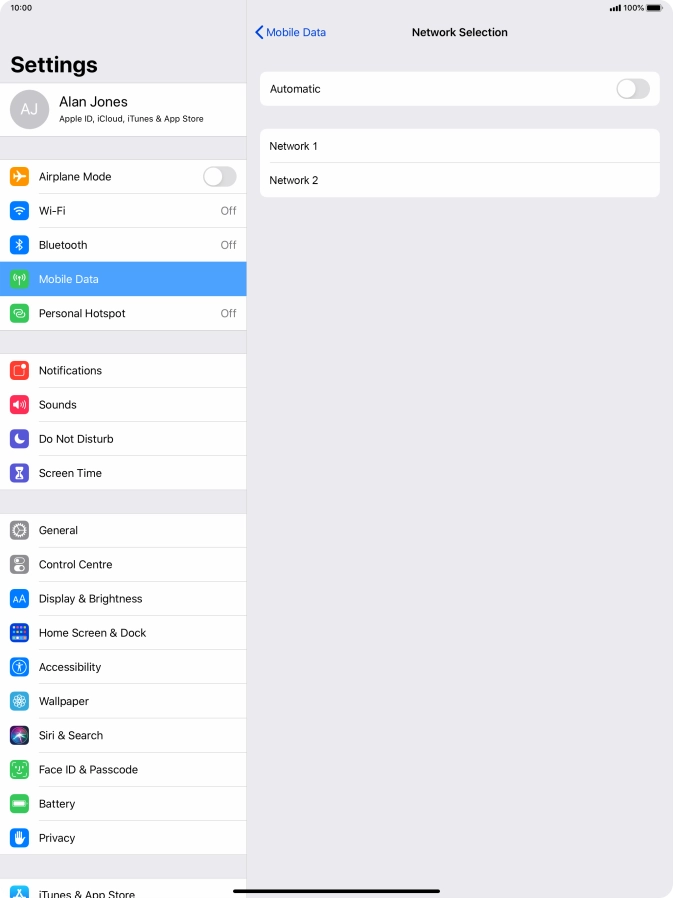 If you turn off the function, press the required network.