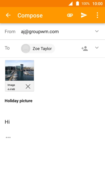 Press the send icon when you've finished your email message.