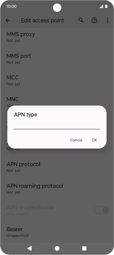 Key in default and press OK.