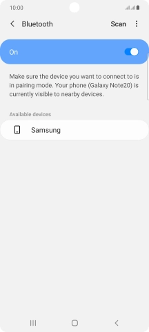 Press the required Bluetooth device and follow the instructions on the screen to pair the device with your phone.