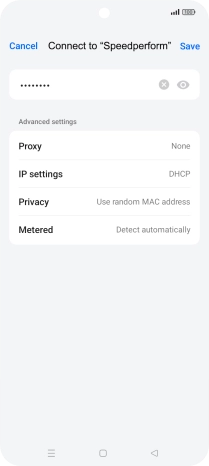 Key in the password for the Wi-Fi network and press Save.