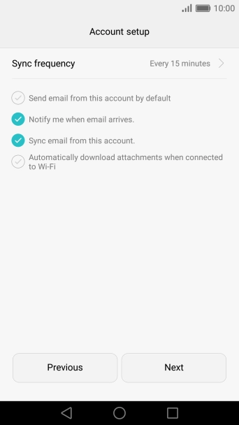 If this screen is displayed, you email account has been recognised and set up automatically. Follow the instructions on the screen to key in more information and finish setting up your phone.