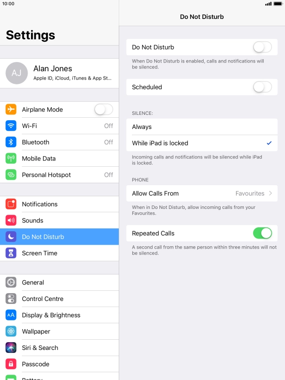 Press the indicator next to 