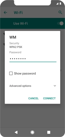 Key in the password for the Wi-Fi network and press CONNECT.