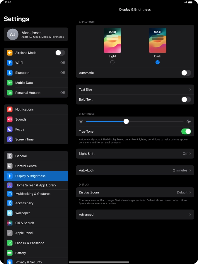 Press the indicator next to 
