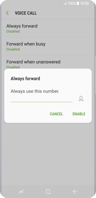 Key in +61414121121 and press ENABLE.
