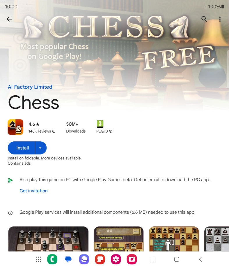 Press Install and follow the instructions on the screen to install the app.