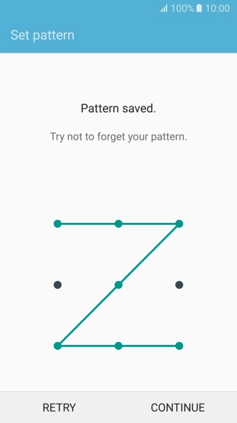 Slide your finger across the screen to connect at least four points and press CONTINUE.