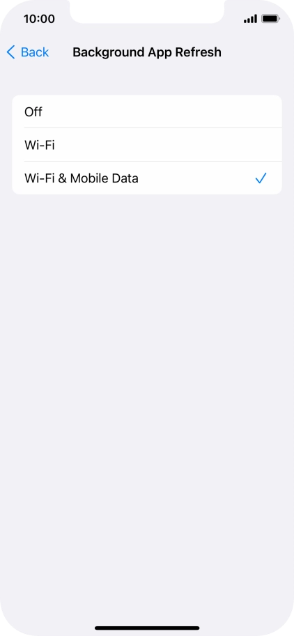 To turn off background refresh of apps, press Off.