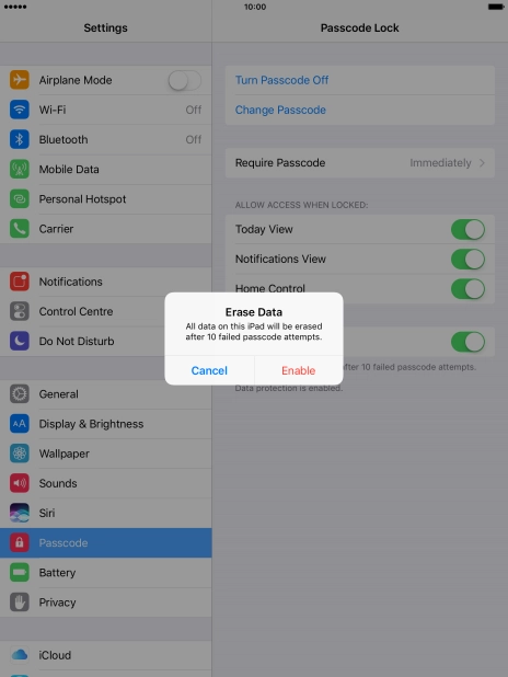 If you turn on the function, press Enable.