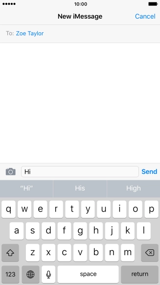 Press Send when you've finished your iMessage.