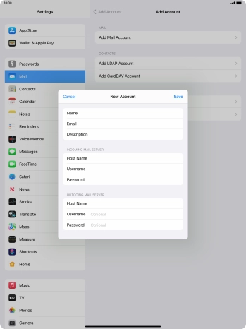 Press Username and key in the username for your email account. Please note that if you're using Vodafone's outgoing server, leave the username field empty.
