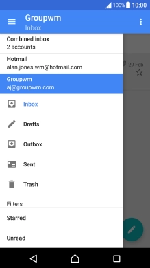 Press the required email account.