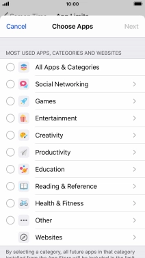 Press the required categories.
