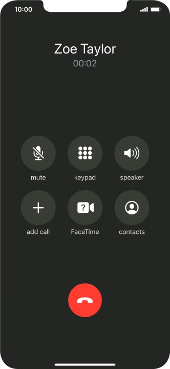 Press the end call icon to end the call.