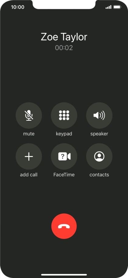 Press the end call icon to end the call.