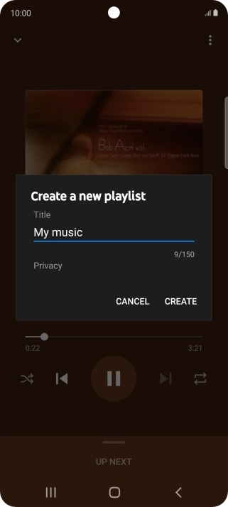Key in a name for the playlist and press CREATE.