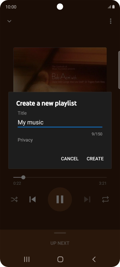 Key in a name for the playlist and press CREATE.