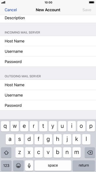 Press Host Name and key in the name or IP address of your email provider's outgoing server. Please note that if you can't send email messages when using your email provider's outgoing server, key in smtp.vodafone.net.au (Vodafone's outgoing server).