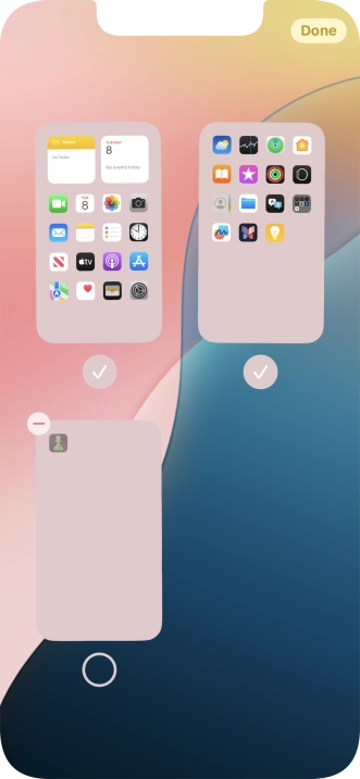 Press the delete icon next to the required home screen page.