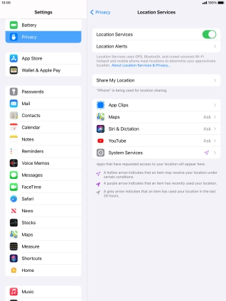 Press the required application.