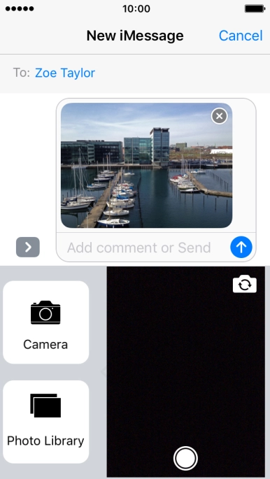 Press the send icon when you've finished your iMessage.
