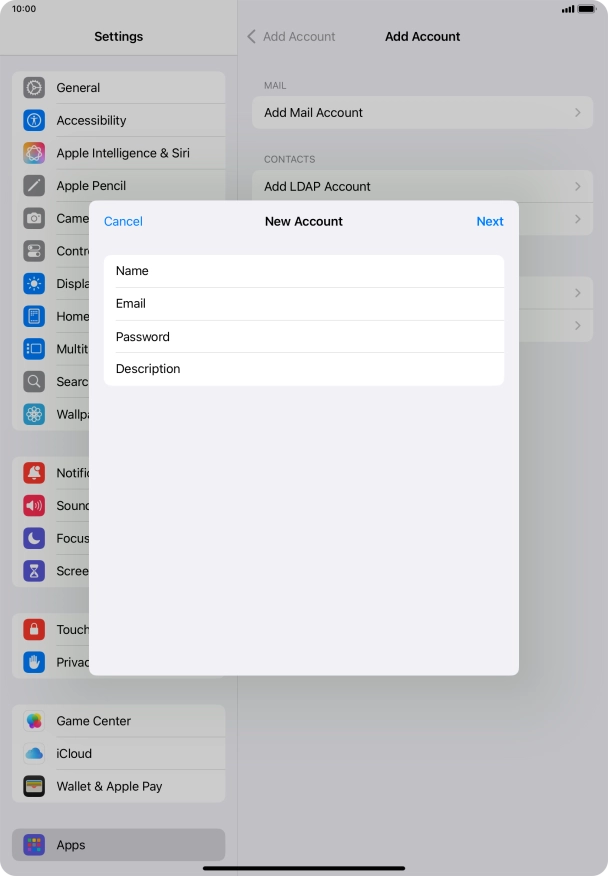 Press Description and key in the required name.