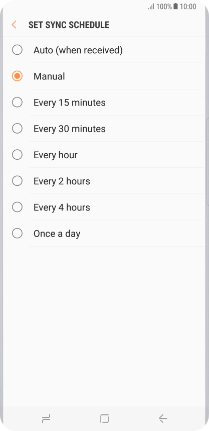 Press the required setting.