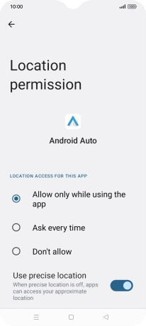 Press the required setting.