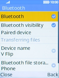 Select Bluetoth visibility to turn Bluetooth visibility on or off.