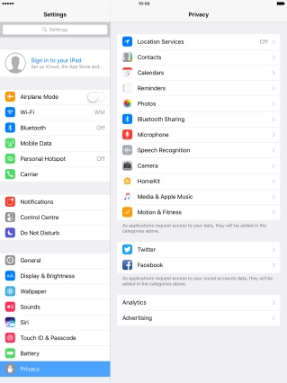 Press Location Services.
