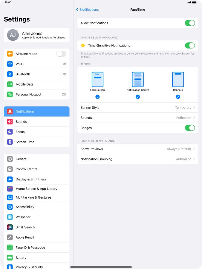Press the indicator next to 