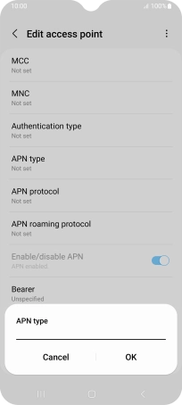 Key in default and press OK.