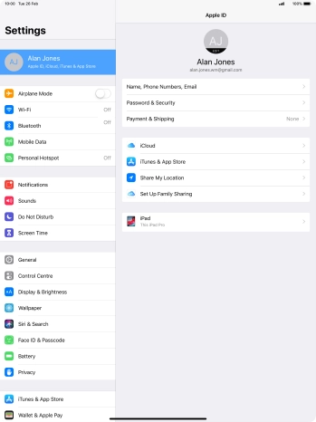Press your Apple ID.