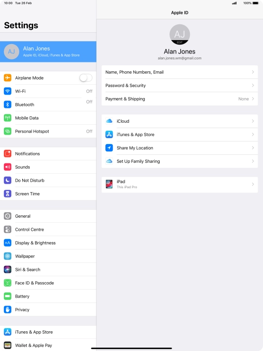 Press your Apple ID.