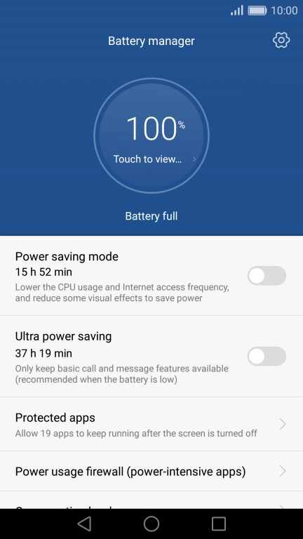 Press the indicator next to the required setting.