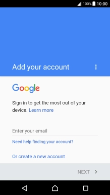 If you don't have a Google account, press Or create a new account and follow the instructions on the screen to create an account.