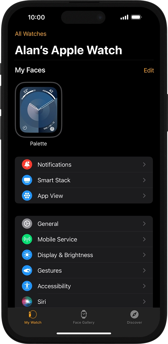 On your phone: Press My Watch.